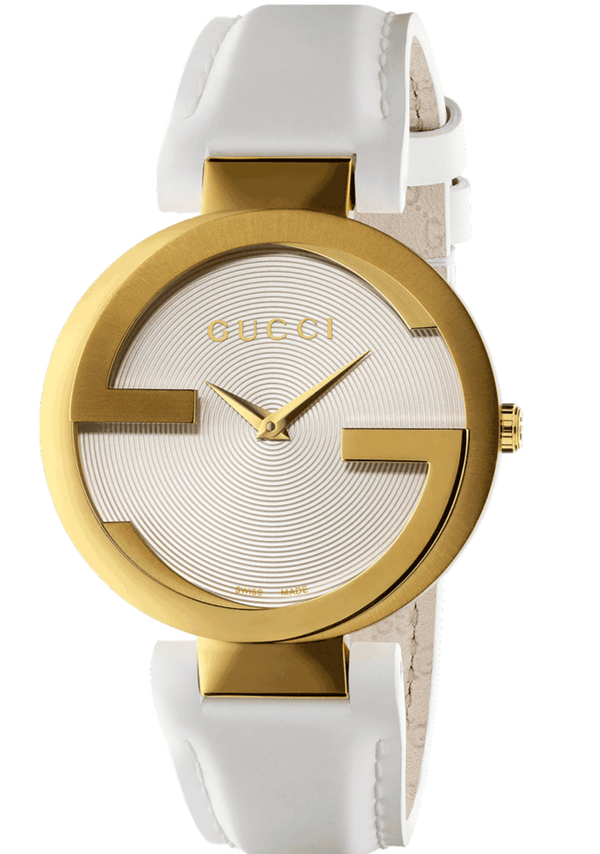 Gucci G Interlocking White Dial White Leather Strap Watch For Women - YA133327