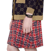 Gucci G-Frame Mother of Pearl Green & Red Dial Black Leather Strap Watch For Women - YA147403