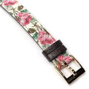 Gucci G-Frame Floral Mother of Pearl Dial White Leather Strap Watch For Women - YA147406