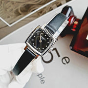 Tissot Lovely Square Quartz Diamonds Black Dial Black Leather Strap Watch For Women - T058.109.16.056.00