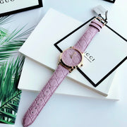 Gucci G Timeless Quartz Lilac Dial Lilac Leather Strap Watch For Women - YA1264098