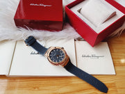Salvatore Ferragamo F-80 Classic Black Dial Black Rubber Strap Watch for Men - SFHY02522