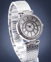 Guess Muse Quartz White Dial Silver Steel Strap Watch For Women - W1008l1