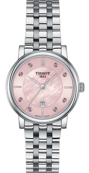 Tissot Carson Premium Lady Mother of Pearl Pink Dial Silver Steel Strap Watch For Women - T122.210.11.159.00