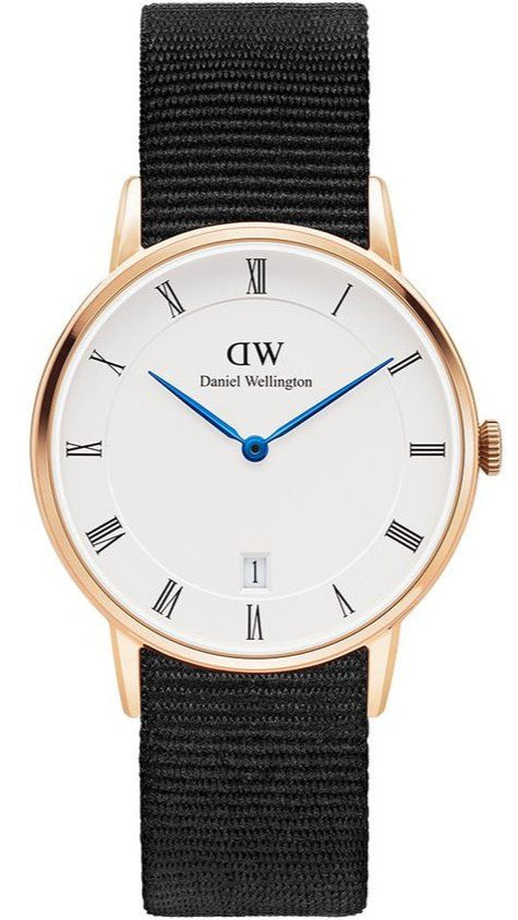 Daniel Wellington Dapper Cornwall White Dial Black Nylon Strap Watch For Women - DW00100263