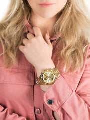 Michael Kors Bradshaw Gold Dial Gold Steel Strap Watch for Women - MK5605