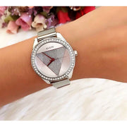 Guess Tri Glitz Quartz Silver Dial Silver Mesh Bracelet Watch For Women - W1142L1