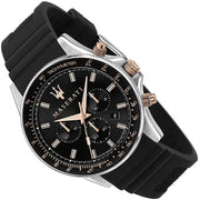 Maserati SFIDA 44mm Black Silicon Chronograph Watch For Men - R8871640002