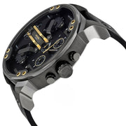 Diesel Mr Daddy 2.0 Chronograph Black Dial Black Leather Strap Watch For Men - DZ7348
