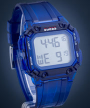 Guess Stealth Blue Dial Blue Rubber Strap Watch for Men - GW0270G3