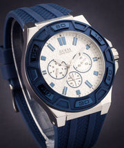 Guess Force White Dial Blue Rubber Strap Watch For Men - W0674G4