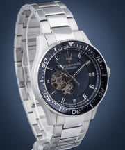 Maserati SFIDA Automatic Skeleton Blue Dial Silver Steel Strap Watch For Men - R8823140007