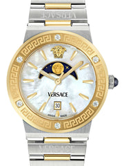 Versace Greca Logo Moonphase Mother of Pearl Dial Two Tone Steel Strap Watch for Women - VE7G00524