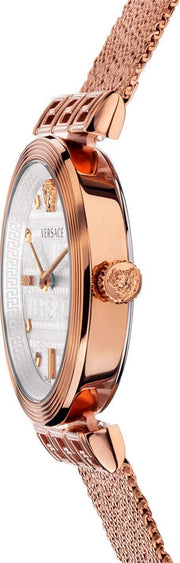 Versace Meander White Dial Rose Gold Mesh Bracelet Watch for Women - VELW00620