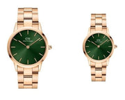 Daniel Wellington Iconic Link Emerald Green Dial Rose Gold Steel Strap Watch For Women - DW00100421