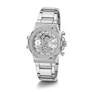Guess Fusion Chronograph Crystals Silver Dial Silver Steel Strap Watch For Women - GW0552L1